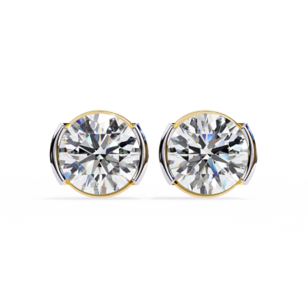 Eclipse Arc – Yellow Gold Studs with Semi-Bezel Lab-Grown Diamonds