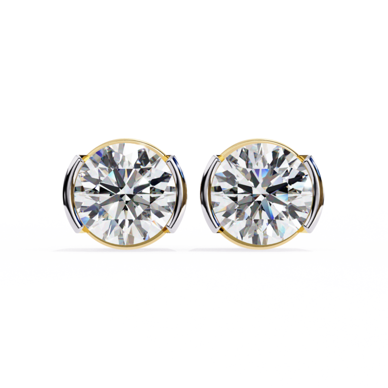 Eclipse Arc – Yellow Gold Studs with Semi-Bezel Lab-Grown Diamonds