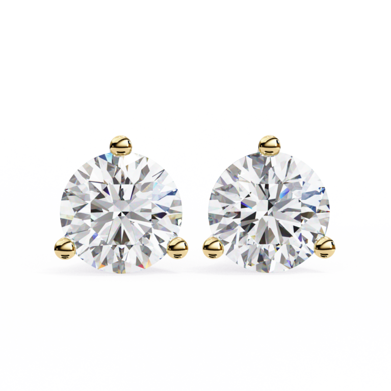 Tricon Brilliance – Gold Studs with Round Lab-Grown Diamonds