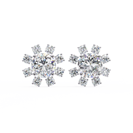 The Aurora Bloom – Yellow Gold Studs with Lab-Grown Diamond Floral Cluster