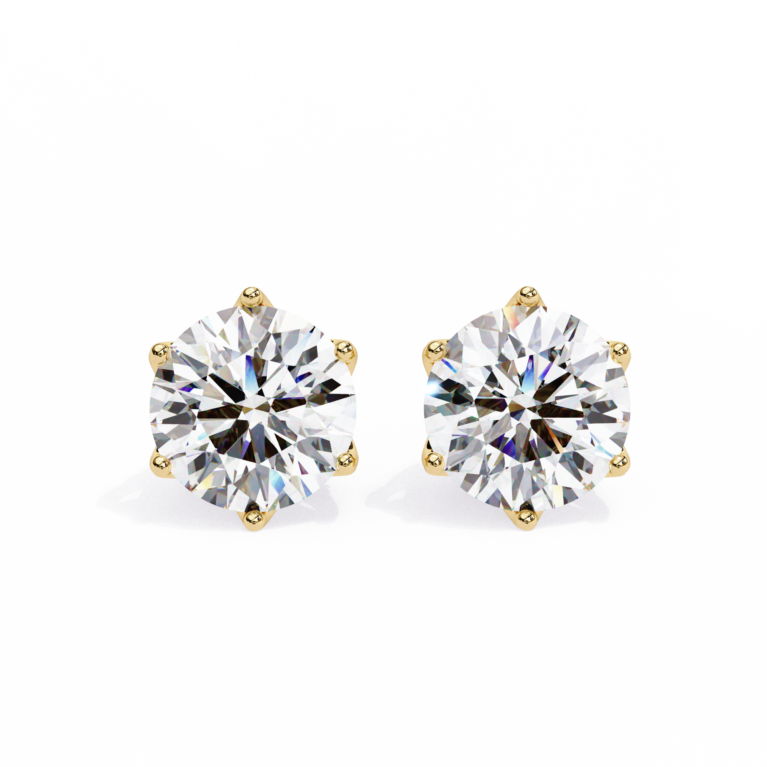 Regal Lotus – Gold Studs with Hidden Accents & Crown Setting
