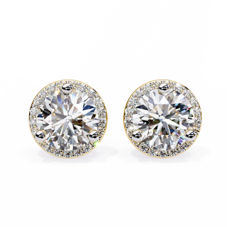 Soleil Radiance – Yellow Gold Studs with Sunburst Diamond Cluster