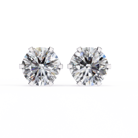 Regal Coronet – Yellow Gold Solitaire Studs with Six-Prong Lab-Grown Diamonds