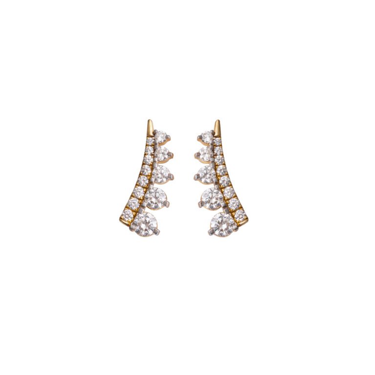 Stellar Ascent – Gold Ear Climbers with Graduated Lab-Grown Diamonds