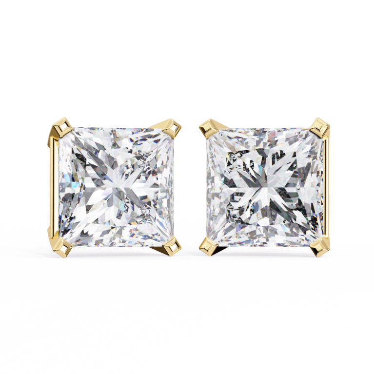 The Sovereign Square – Gold Studs with Princess Cut Lab-Grown Diamonds