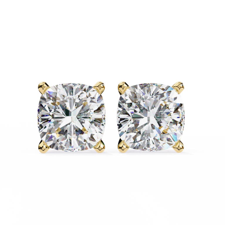 The Romantic Cushion – Gold Studs with Lab-Grown Diamonds