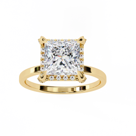 The Sovereign Secret – Gold Ring with Princess Cut Lab-Grown Diamond and Hidden Halo