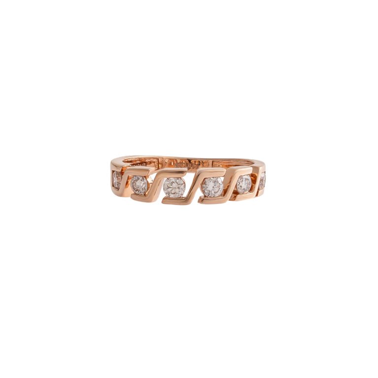 Geometric Rhythm – Rose Gold Band with Zig-Zag Tension-Set Lab-Grown Diamonds