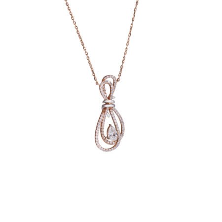 Ethereal Knot – Pendant with Pear-Cut Lab-Grown Diamond and Pavé Loops