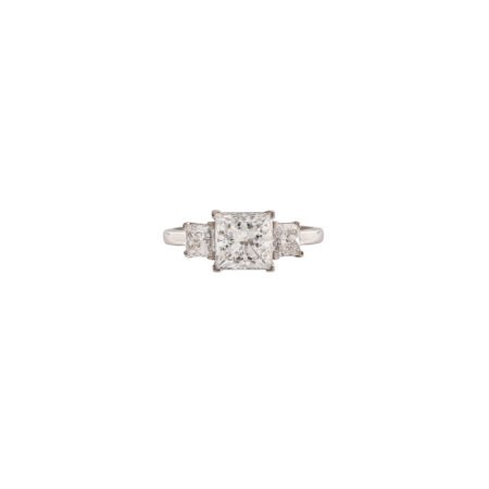 Ethereal Trinity – White Gold Three-Stone Ring with Princess-Cut LGDs
