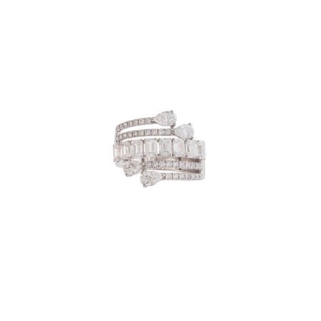 Stellar Symphony – Multi-Band Ring with Emerald and Pear Lab-Grown Diamonds