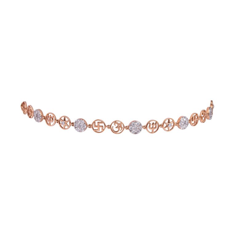 Sacred Harmony – Rose Gold Bracelet with Spiritual Charms and Lab-Grown Diamonds