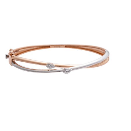 Dual Paths – Dual-Tone Gold Bangle with Lab-Grown Diamond Accents
