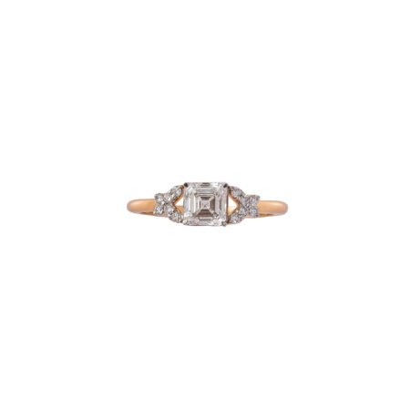 Geometric Muse – Rose Gold Ring with Asscher-Cut LGD and Pavé Accents