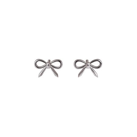 Whimsical Knot – White Gold Studs with Sculptural Bow Silhouette