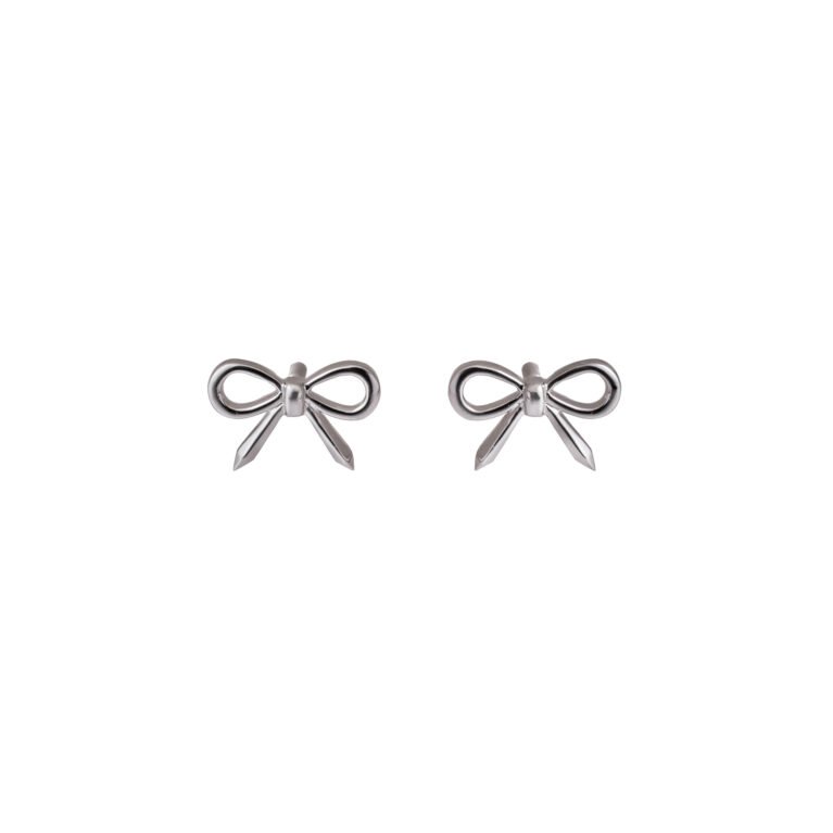 Whimsical Knot – White Gold Studs with Sculptural Bow Silhouette