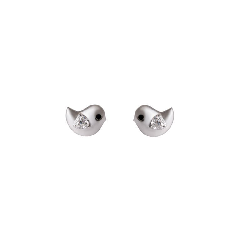 Avian Spirit – Gold Studs with Heart-Cut Lab-Grown Diamonds