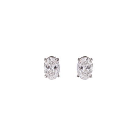 Lunar Glow – Gold Studs with Oval Lab-Grown Solitaires