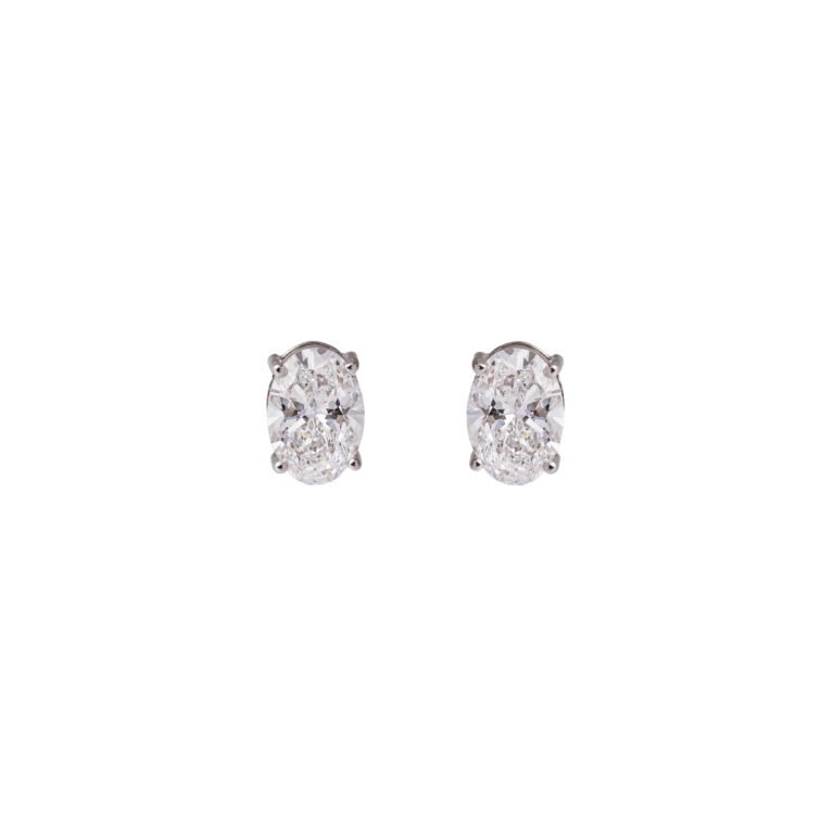 Lunar Glow – Gold Studs with Oval Lab-Grown Solitaires