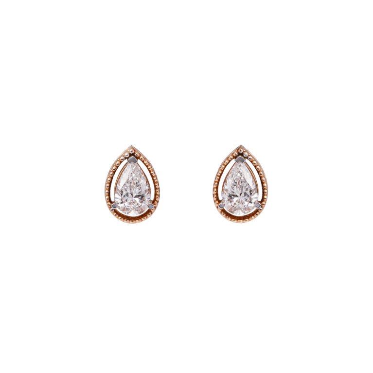 Dewdrop Radiance – Rose Gold Studs with Pear Lab-Grown Diamonds