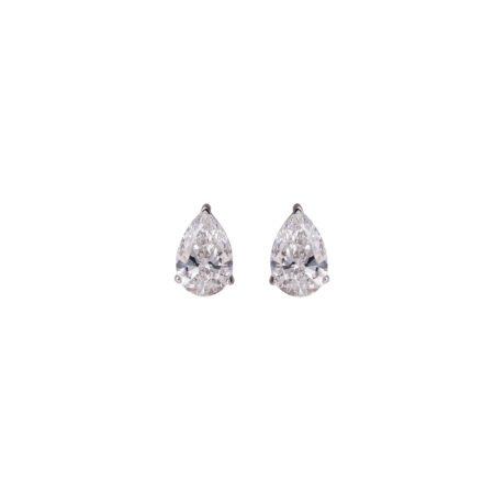 Liquid Light – White Gold Solitaire Studs with Pear Lab-Grown Diamonds