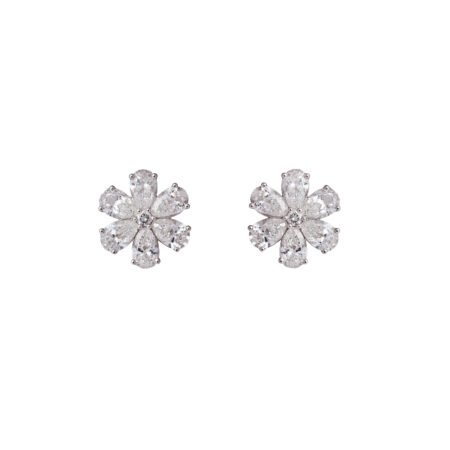 Botanical Brilliance – Gold Studs with Pear Lab-Grown Diamond Cluster