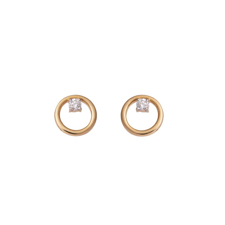 Orbit Glow – Gold Halo Studs with Floating Lab-Grown Diamond