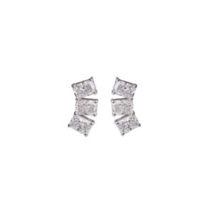 Geometric Flare – White Gold Studs with Radiant Lab-Grown Diamonds