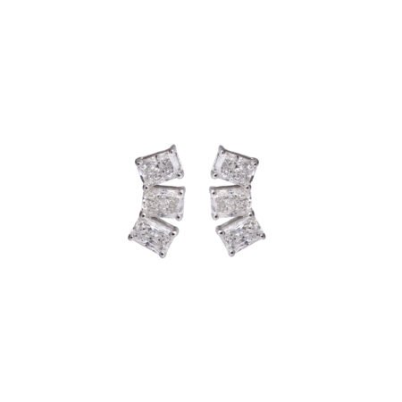 Geometric Flare – White Gold Studs with Radiant Lab-Grown Diamonds