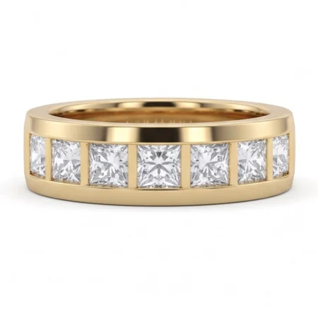 Geometric Sovereign – Band with Princess-Cut Lab-Grown Diamonds