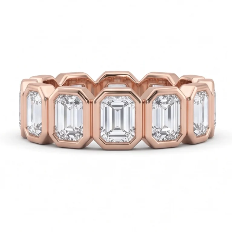 Empress Silhouette – Full-Eternity Ring with Bezel-Set Asscher-Cut Lab-Grown Diamonds