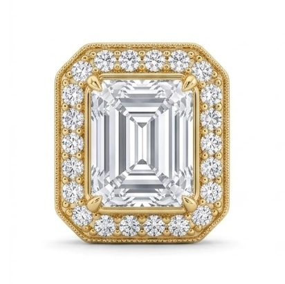 Imperial Geometry – Gold Halo Pendant with Asscher-Cut Lab-Grown Diamond