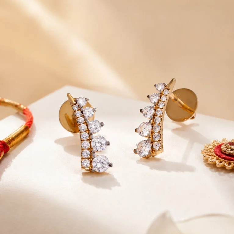 Stellar Ascent – Gold Ear Climbers with Graduated Lab-Grown Diamonds