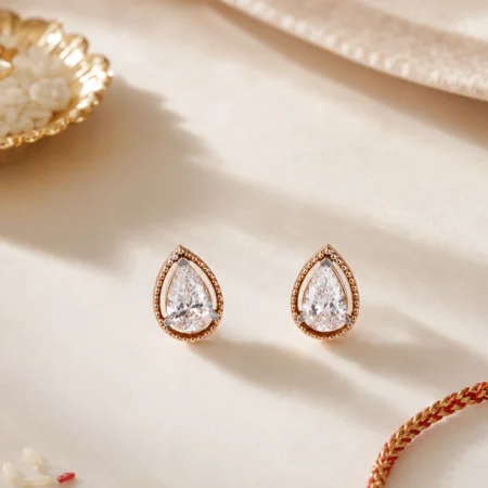 Dewdrop Radiance – Rose Gold Studs with Pear Lab-Grown Diamonds