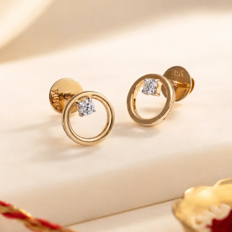 Orbit Glow – Gold Halo Studs with Floating Lab-Grown Diamonds